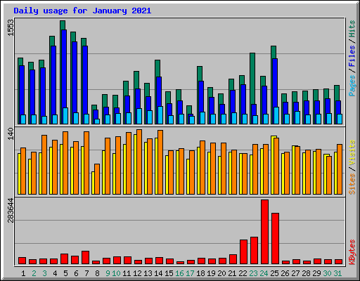 Daily usage for January 2021