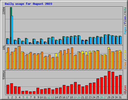 Daily usage for August 2023