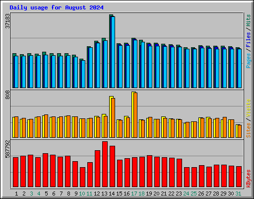 Daily usage for August 2024