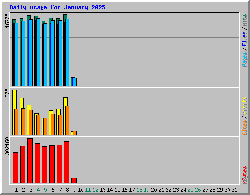 Daily usage for January 2025